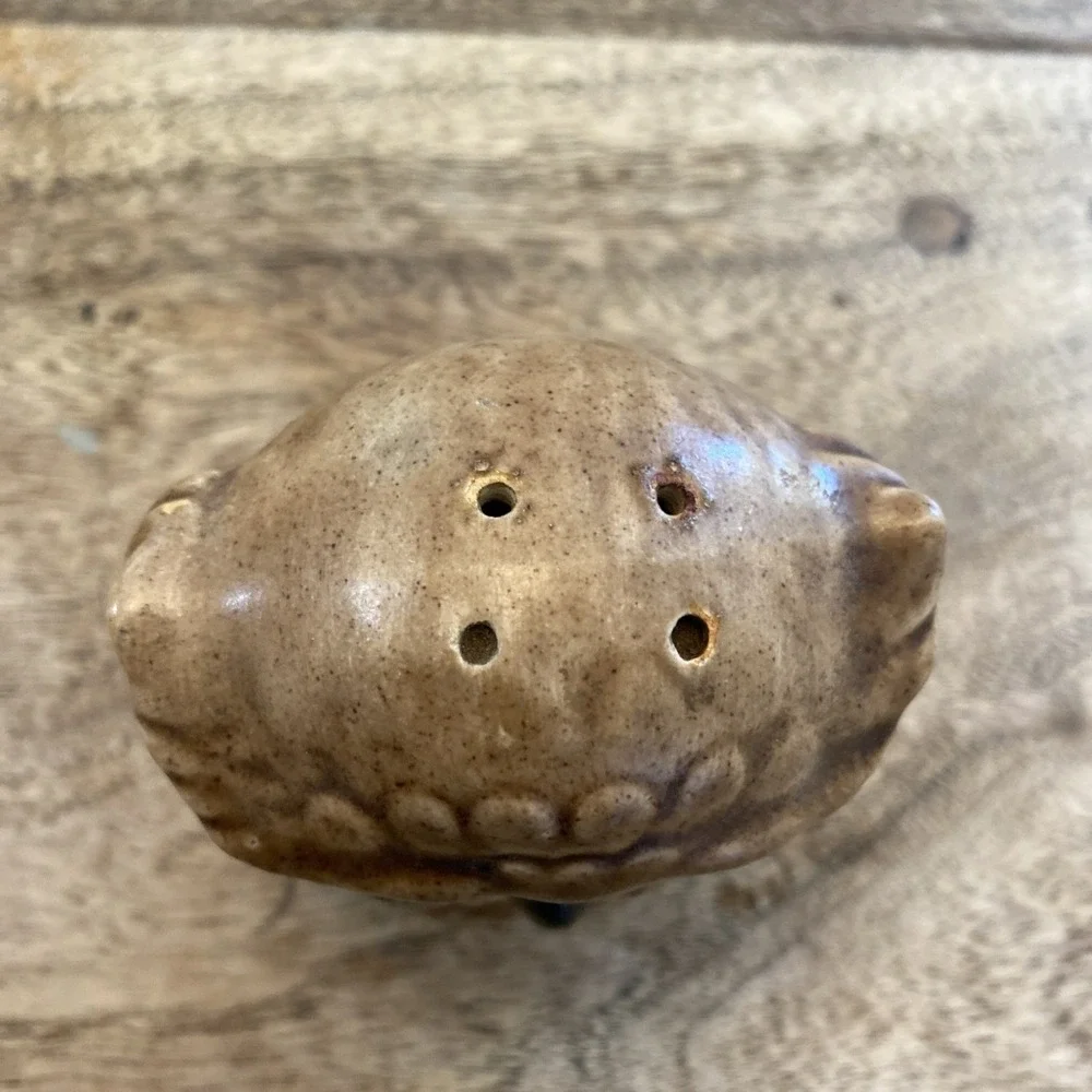 Vintage Salt And Pepper Shakers Set Corky, Charming Owl Stoneware